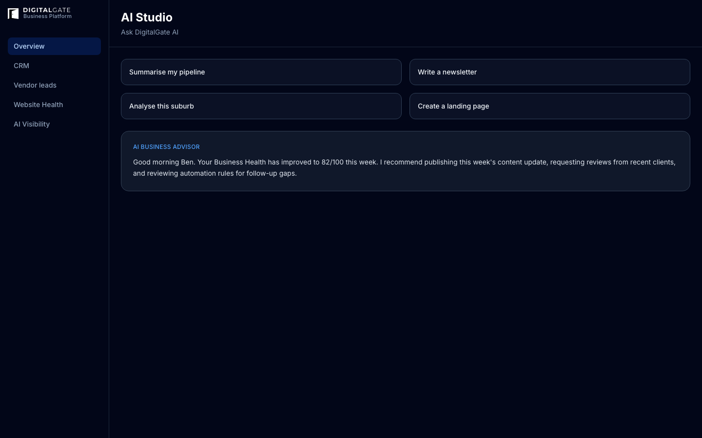 DigitalGate AI Studio business advisor